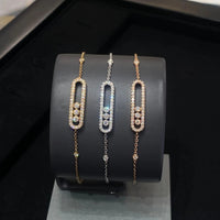 Bracelet Trois Pierres Mobiles Moissanite pour Femme