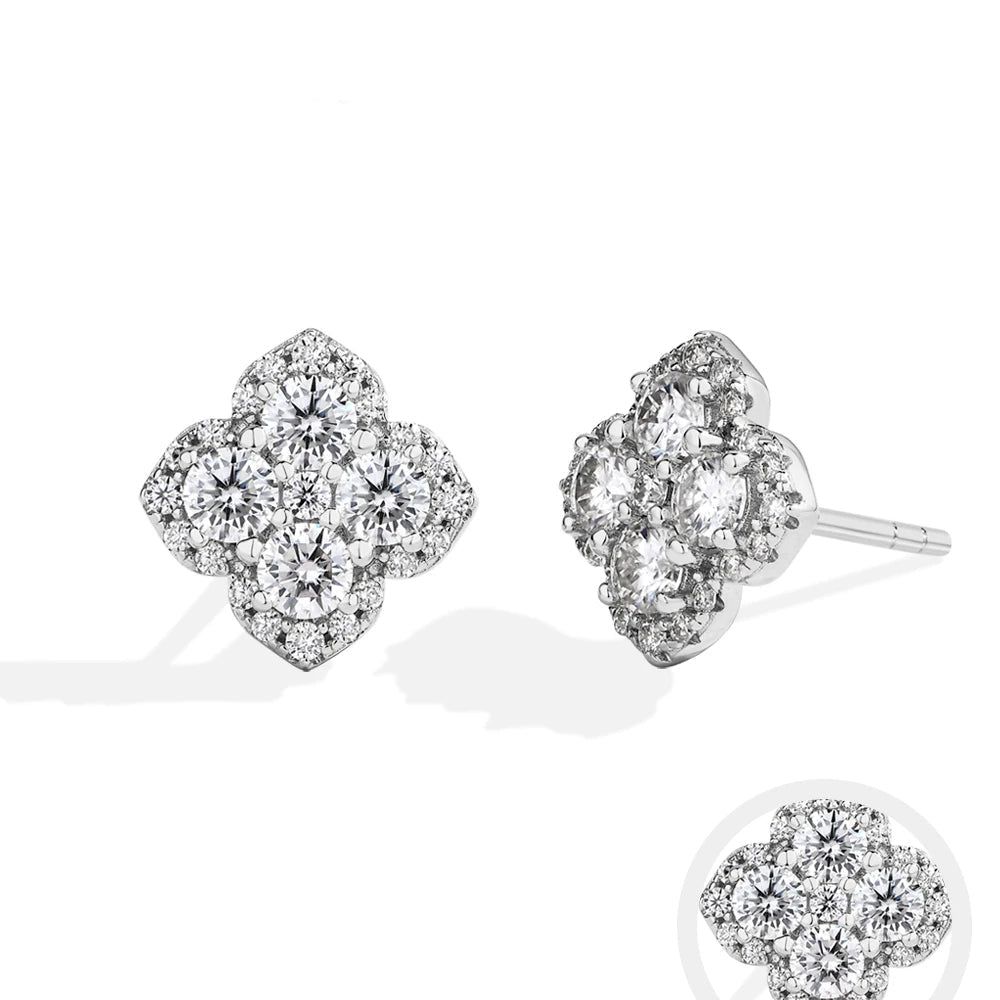 Boucles d’Oreilles Diamant Moissanite pour Femme en Argent S925 Plaqué Or 18K