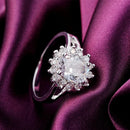 Bague Fleur en Cristal et Moissanite pour Femme en Argent 925