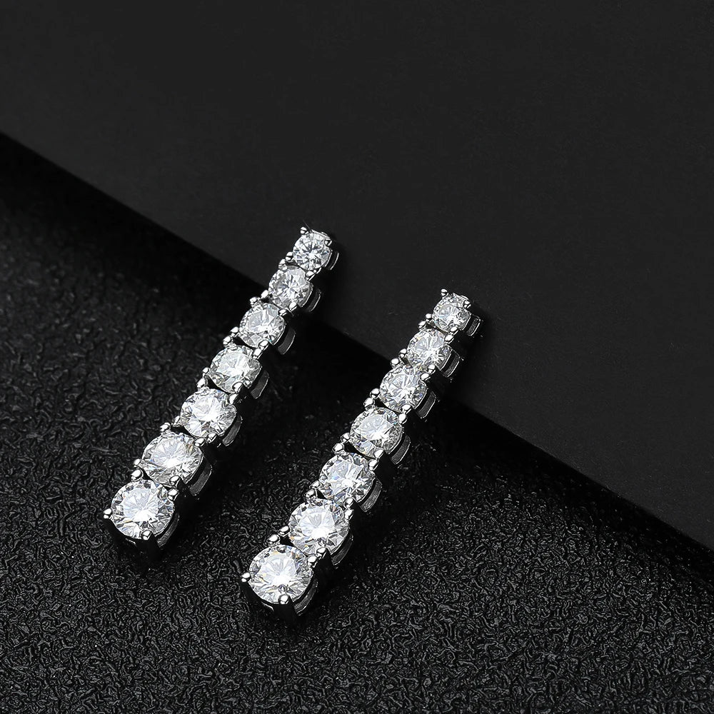 Boucles Pendantes Moissanite D VVS1 en Argent S925 Plaqué Or Blanc 18K avec GRA