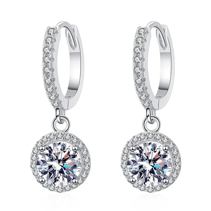 Boucles d’Oreilles Rondes 1ct en Moissanite pour Femme en Argent 925