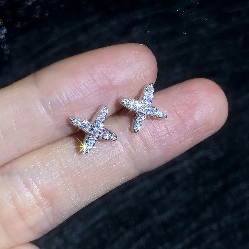 Boucles d’Oreilles Moissanite Femme en Finition Platine