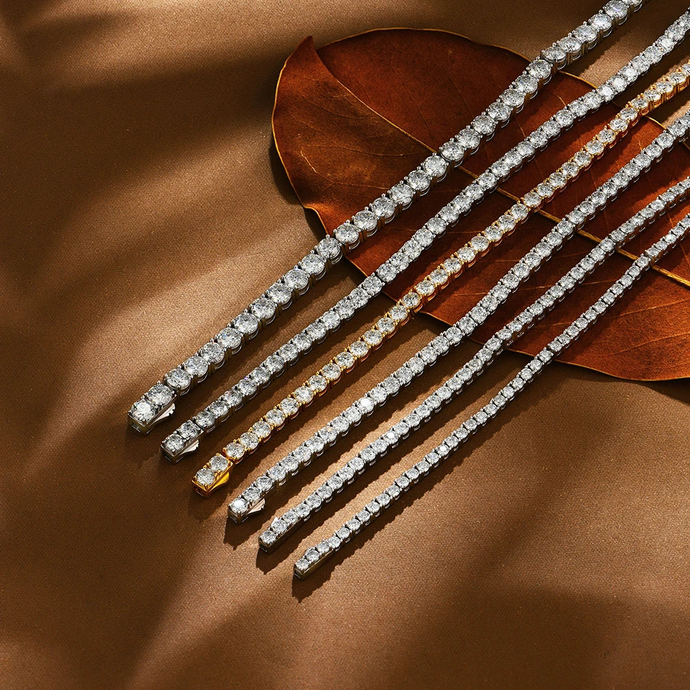 Bracelet Tennis Moissanite Femme 4mm en Argent 925 Plaqué Or Blanc