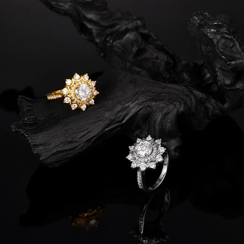 Bague Tournesol en Moissanite de Luxe pour Femme