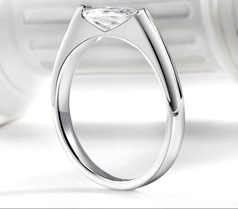 Bague Élégante en Argent 925 avec Moissanite Marquise 1ct pour Femme