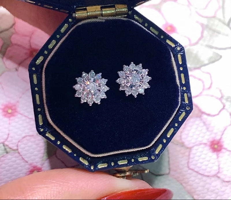 Boucles d’Oreilles Soleil 1CT Moissanite en Argent 925