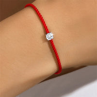 Bracelet Corde Rouge Diamant Moissanite Argent 925 Femme