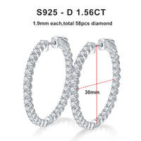 Créoles Moissanite 2mm D VVS1 pour Femme en Argent S925 Plaqué Or Blanc 18K