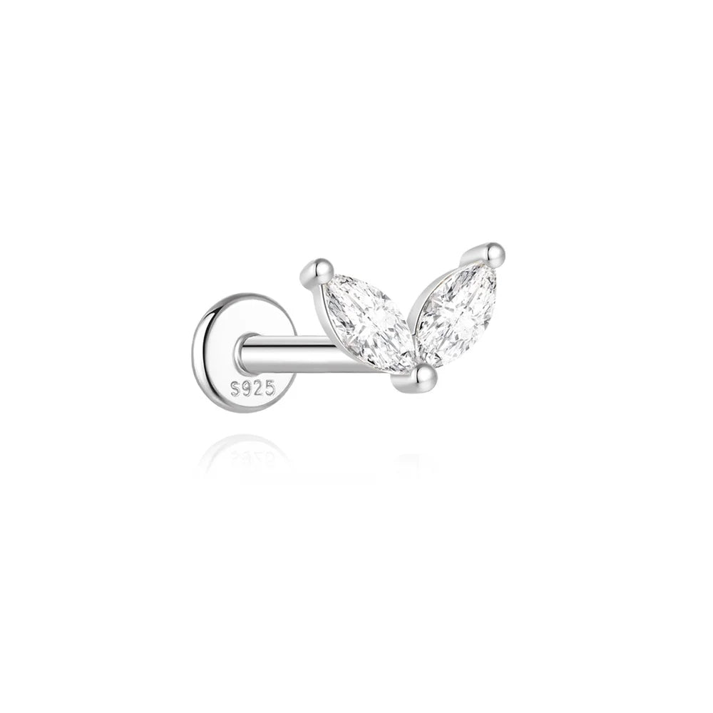 Boucles d’Oreilles Moissanite en Argent 925 à Dos Plat pour Femme
