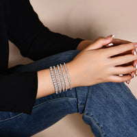 Bracelet Tennis Moissanite Femme 4mm en Argent 925 Plaqué Or Blanc