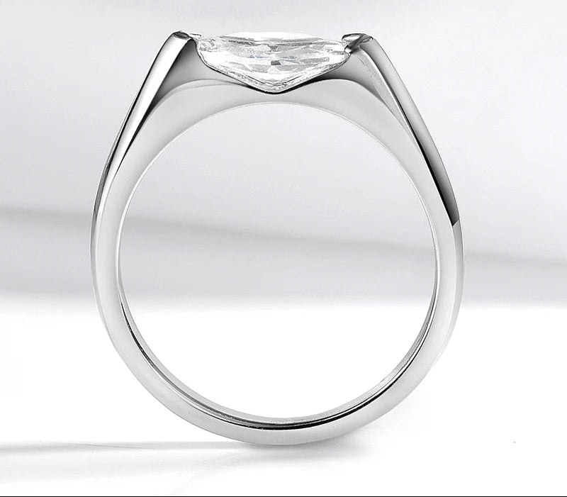 Bague Élégante en Argent 925 avec Moissanite Marquise 1ct pour Femme