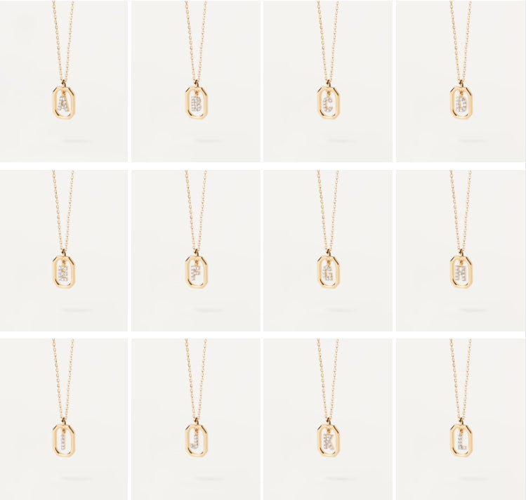 Collier Pendentif Lettre A–Z Plaqué Or 18K en Argent 925