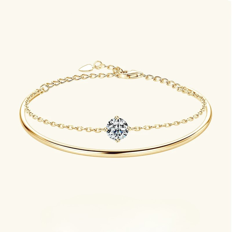 Bracelet Manchette Moissanite pour Femme Réglable 6.5 Argent S925