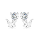 Boucles d’Oreilles Chat Personnalisées en Argent 925 avec Moissanite