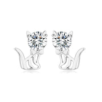 Boucles d’Oreilles Chat Personnalisées en Argent 925 avec Moissanite