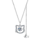 Collier Pendentif Chat & Poisson en Argent 925 avec Moissanite