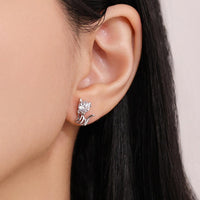 Boucles d’Oreilles Chat Personnalisées en Argent 925 avec Moissanite