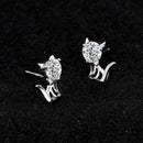 Boucles d’Oreilles Chat Personnalisées en Argent 925 avec Moissanite