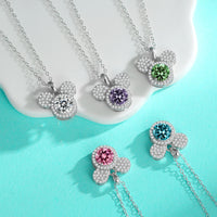 Collier Mickey Plein Moissanite en Argent 925