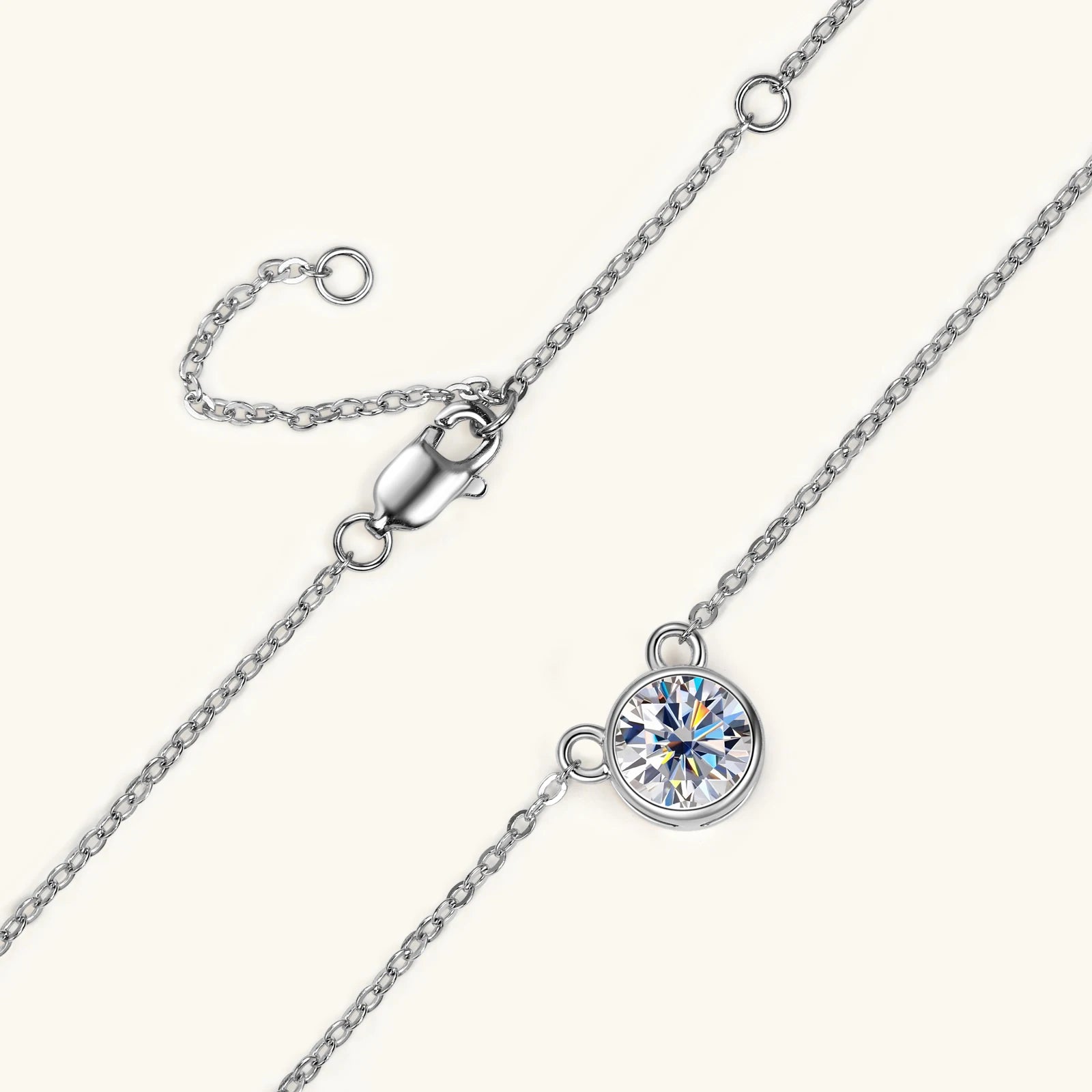 Collier en argent S925 plaqué or 18K avec moissanite incrustée 1.0CT