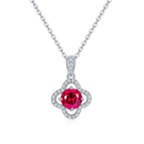 Collier en Or Blanc 18K avec Moissanite et Rubis 1.0CT