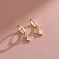 Bracelet Fleur à Quatre Feuilles en Zircon pour Femme Acier Inoxydable Doré