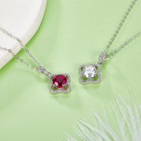 Collier en Or Blanc 18K avec Moissanite et Rubis 1.0CT