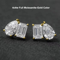 Boucles Moissanite Émeraude & Poire x4 en Argent S925 – Certifiées GRA