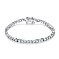 Bracelet Tennis Moissanite Femme 4mm en Argent 925 Plaqué Or Blanc