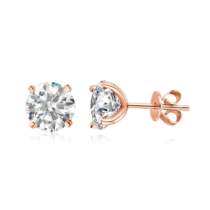 Boucles d’Oreilles Moissanite 0.2–3CT Or Rose pour Femme en Argent Pur 925